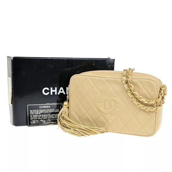 CHANEL CC Mini Matelasse Tassel Chain Shoulder Bag Leather BE Vintage - Picture 1 of 16